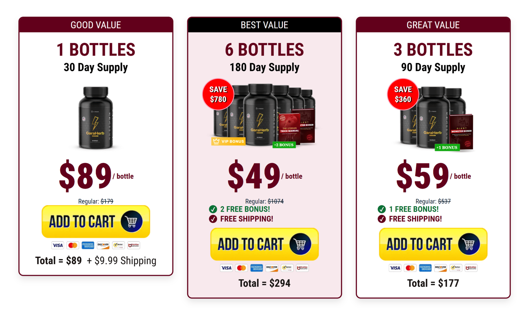 GaraHerb supplement two bottle